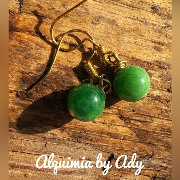 Alquimia Green Crystal Earrings jade - Picture 1 of 1